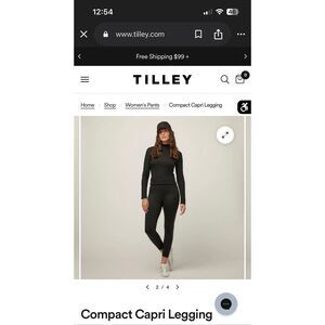 Tilley Compact Capri Leggings black Sz 10